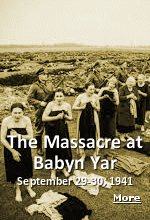 On September 29-30, 1941, SS and German police units murdered a significant number of the Jewish population in Kyiv, Ukraine. The massacre occurred at a ravine called Babyn Yar. The victims were forced to undress and then enter the ravine. According to reports sent to the Einsatzgruppen headquarters in Berlin, 33,771 Jews were massacred during this two-day period. 